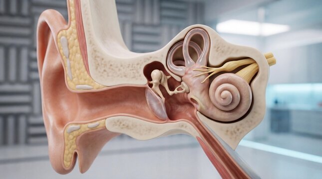 Human ear anatomy cross section model