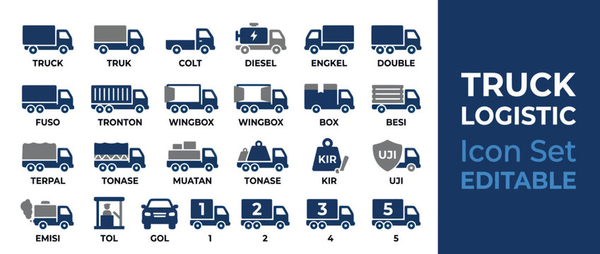 Truck Logistic Icons Set Collection.