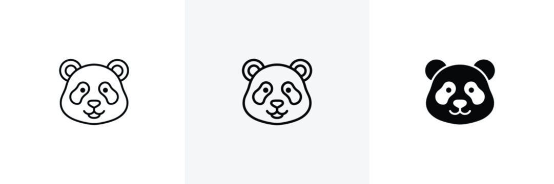 Cute panda head vector icon set for animal themed design.