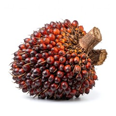 Fototapeta premium Fresh organic red palm oil fruit bunch isolated on white background.