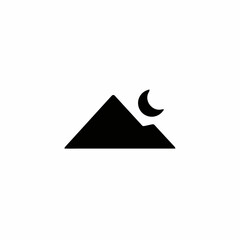 Fototapeta premium Simple mountain landscape with crescent moon at night