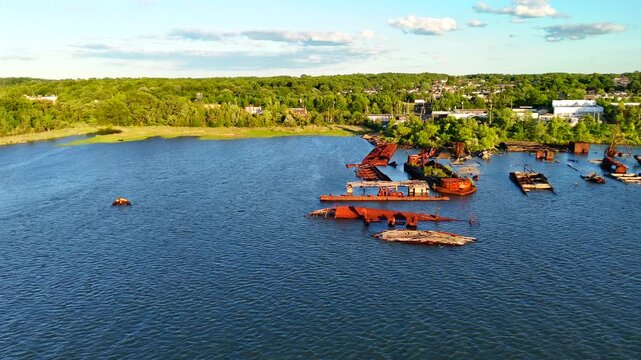 Stock video Staten Island Boat Graveyard 2026 4k 24fps