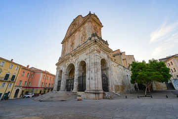 Fototapeta premium Saint Nicholas Cathedral in the historic center of Sassari in Sardinia, Italy