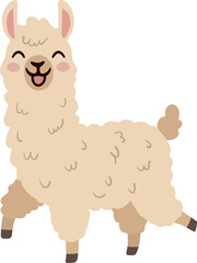 Obraz premium Llama standing cute cartoon illustration