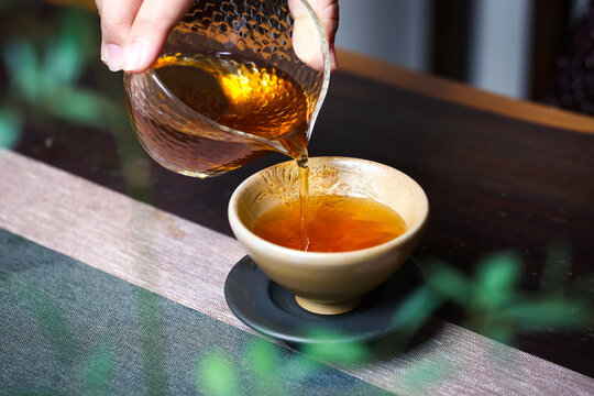 Traditional Chinese Tea Pouring Ceremony Close-up