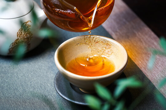 Traditional Chinese Tea Pouring Ceremony Close-up