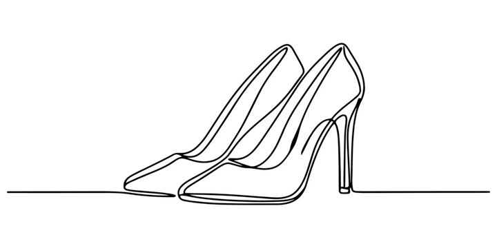 Continuous single line drawing of a pair of high heel shoes for elegant fashion design