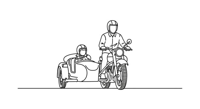 Vintage motorcycle with sidecar on the road.