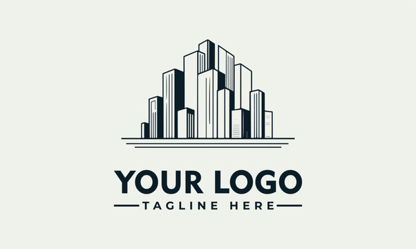 Modern urban city skyline skyscraper architecture vector logo illustration