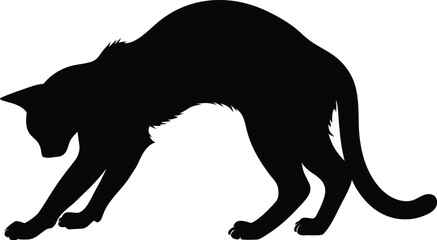 Black cat silhouette, feline icon, animal shape, pet design element © Sawmraj