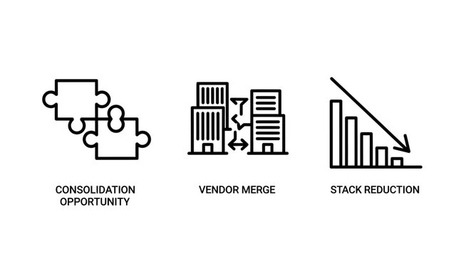 Corporate business growth strategy and operational efficiency line icons with business strategy consolidation reduction efficiency corporate management statistics development performance