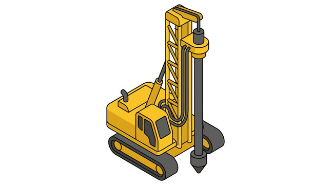 A yellow construction drilling machine.