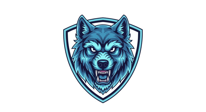 Aggressive wolf head emblem fierce animal mascot illustration