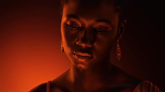 African American woman holding a candle in quiet prayer or reflection