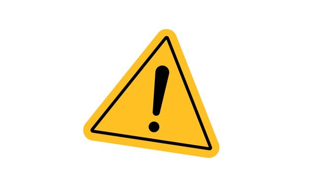 2d Animation caution alert risk safety danger road warning sign sign symbol animated motion graphic footage with alpha channel or transparency background