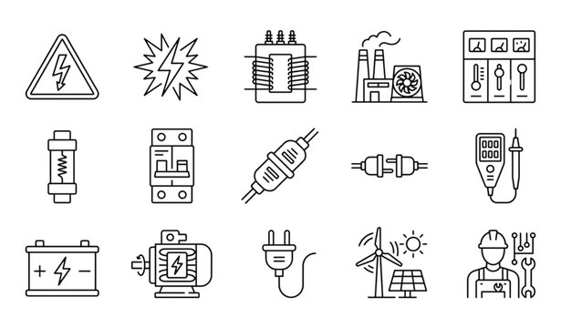 Electrical Engineering Monoline Icon Pack