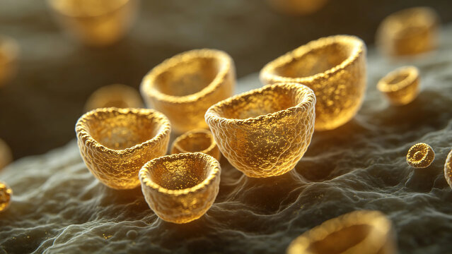 Original scanning electron micrograph (SEM) of *Pneumocystis jirovecii* cysts, showing the characteristic cup-shaped surface.
