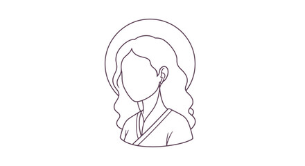 Fototapeta premium Simple Line Drawing of Female Saint.