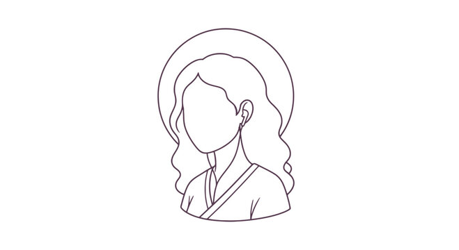Simple Line Drawing of Female Saint.