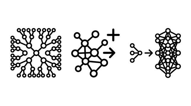 Network topology and structural data connection node icons with topology structure connection hierarchy mathematics complexity technology information computing centralized decentralized