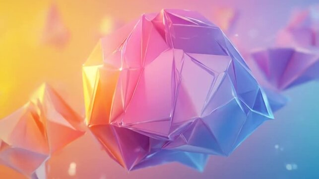 Abstract geometric shapes floating in soft gradient light