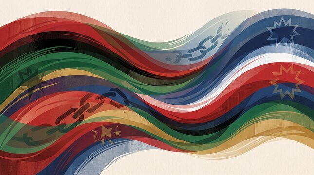 Juneteenth Abstract Flag and Broken Chains Illustration