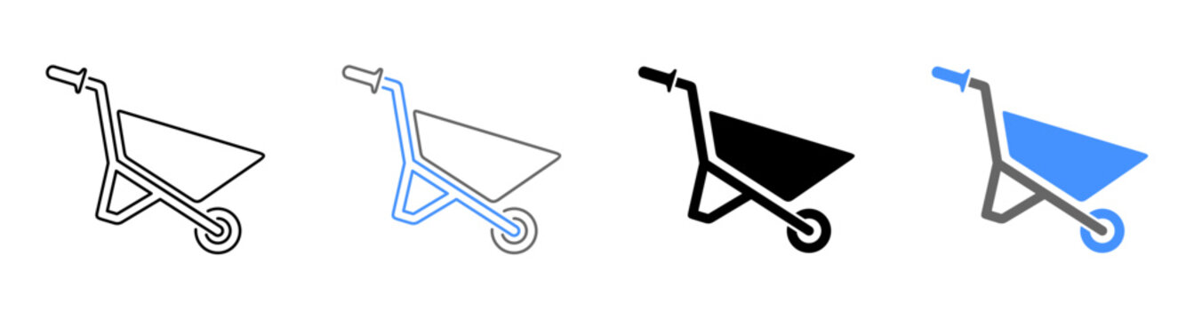 Agricultural Transport Soil Carrier Yard Equipment Icon Set Vector Illustration