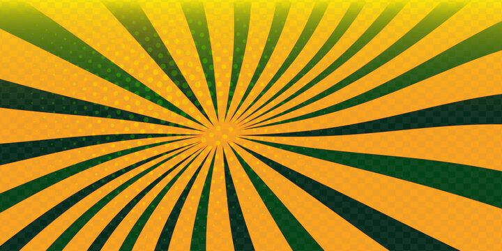Bright green rays background. Comics, pop art style. Vector illustration