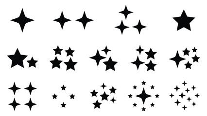 Fototapeta premium Black Star Clipart Vector Set Isolated on White Background for Decoration and Design