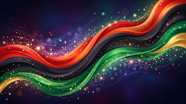 Juneteenth Abstract Background with Flowing Pan-African Colors