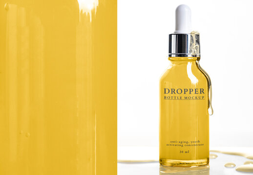 Elegant Dropper Bottle Mockup PSD