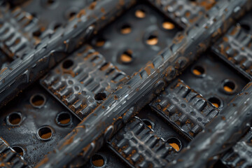 Fototapeta premium Industrial steel metal welding bead texture background
