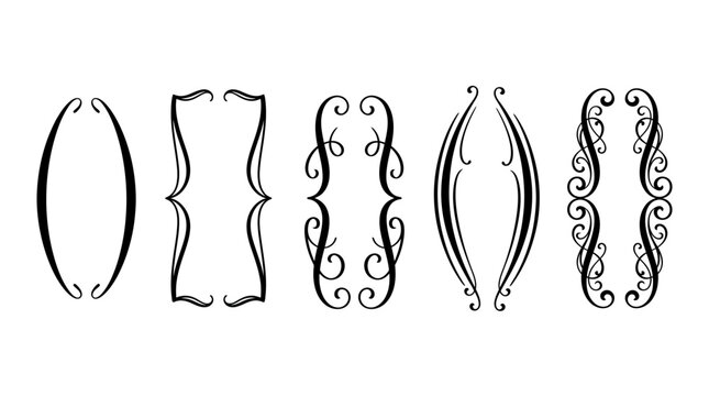 Set of elegant calligraphic brackets and vintage decorative braces on white background, perfect for wedding invitation, luxury branding and book design