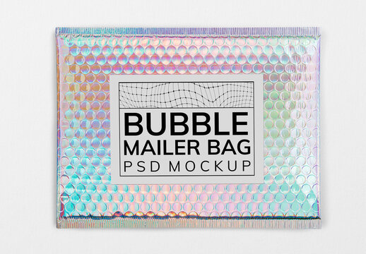 Holographic Bubble Mailer Mockup PSD
