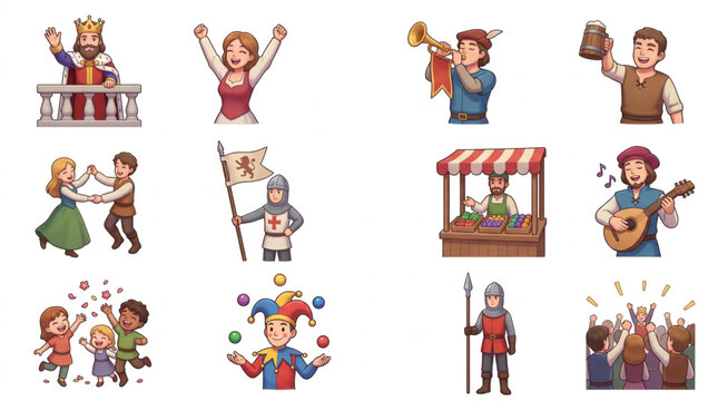 Medieval Festival Characters and Scenes Collection.