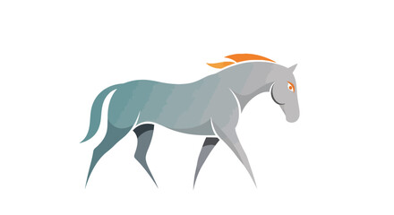 Fototapeta premium Stylized illustration of a horse walking with orange and gray color scheme