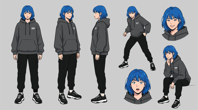 Woman character design sheet illustration vector