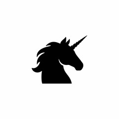 Fototapeta premium Black silhouette of a unicorn head with a horn