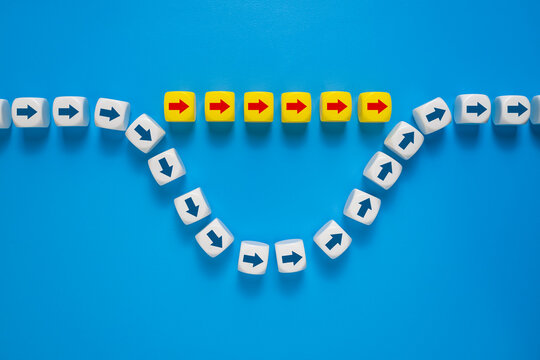 make a shortcut direction. shorten the path. efficiency concept. isolated on blue background