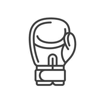 Black and white line art boxing glove illustration.