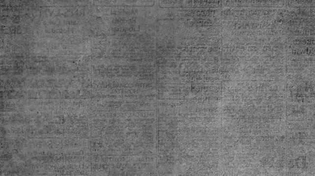 Grunge newspaper text texture abstract background. Vintage gray paper surface pattern design looping animated backdrop.
