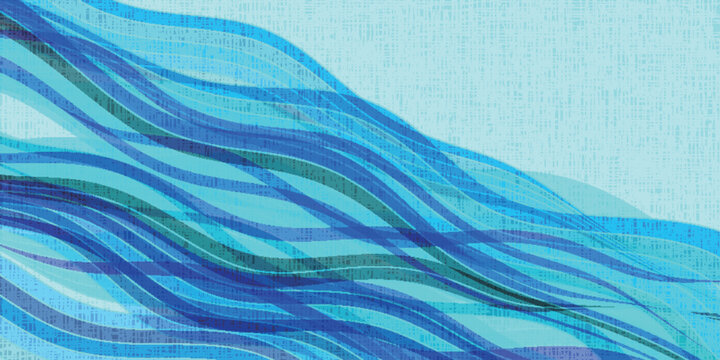 Abstract Blue Wavy Lines Artistic Background Illustration