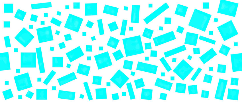 Abstract Cyan Geometric Shapes Pattern on White Background