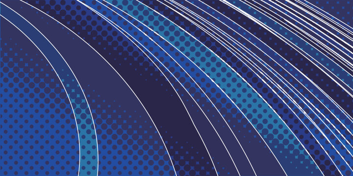 Abstract Blue Geometric Background with Halftone Patterns