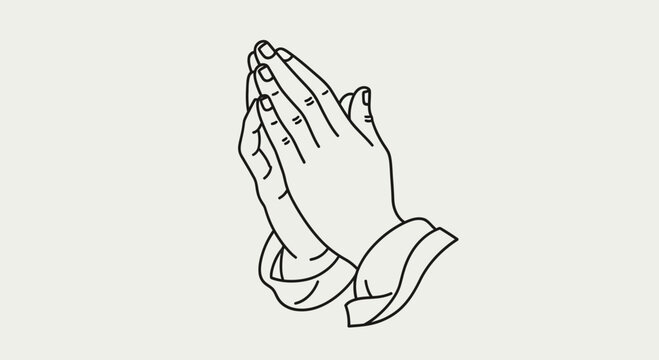Outlined hands in prayer on a neutral background vector illustration