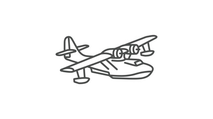 Seaplane flying over water surface. © Bilal