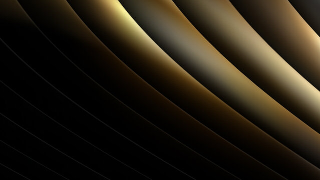 Abstract golden metallic waves background featuring elegant curving layers with soft gradient lighting for sophisticated modern graphic design projects and luxury corporate visual presentations