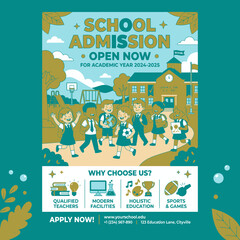 Fototapeta premium School children in green uniforms playing.