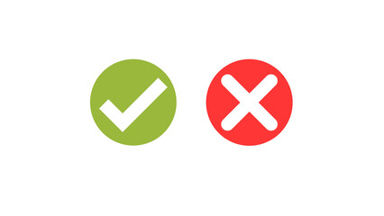 Minimal check mark and cross icon set isolated on transparent background. Modern PNG symbols for UI, apps, websites, forms, presentations, infographics and graphic design. © Yuri