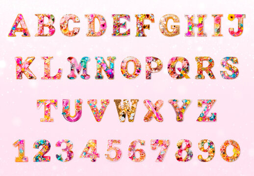 Vibrant Floral Alphabet And Numbers Font Set